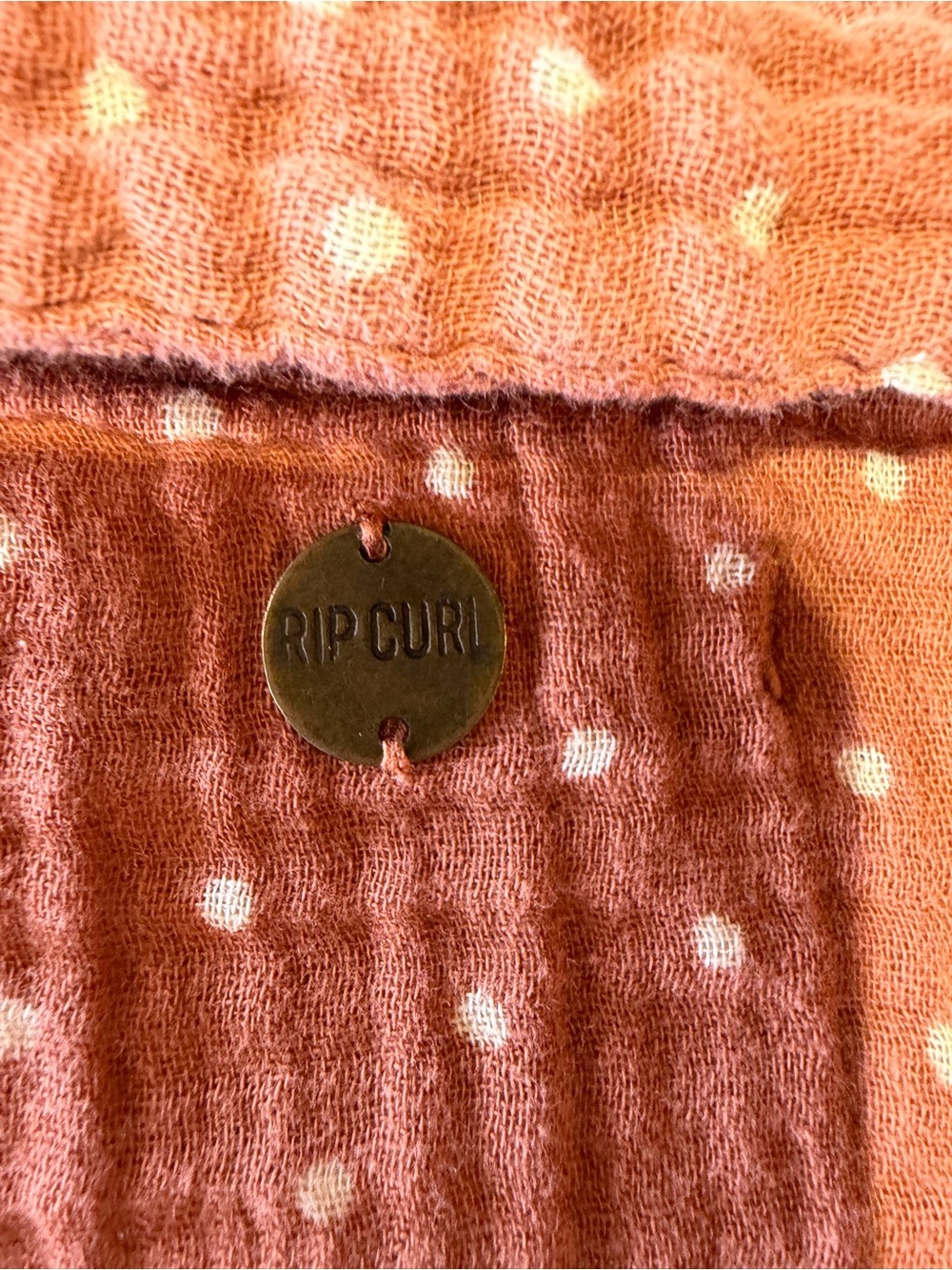 Rip Curl Women's Rust Orange Dot Button-Front Shirt - Picture 5 of 5